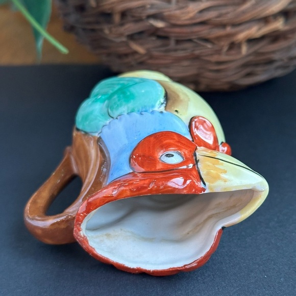 VTG Tropical Toucan Bird 3.5” Mini Pitcher Creamer Hand Painted Ceramic - Picture 3 of 5